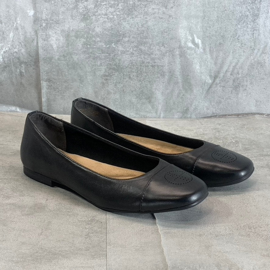 GIANI BERNINI Women's Black Leather Aerinn Square-Toe Slip-On Ballet Flats SZ 7