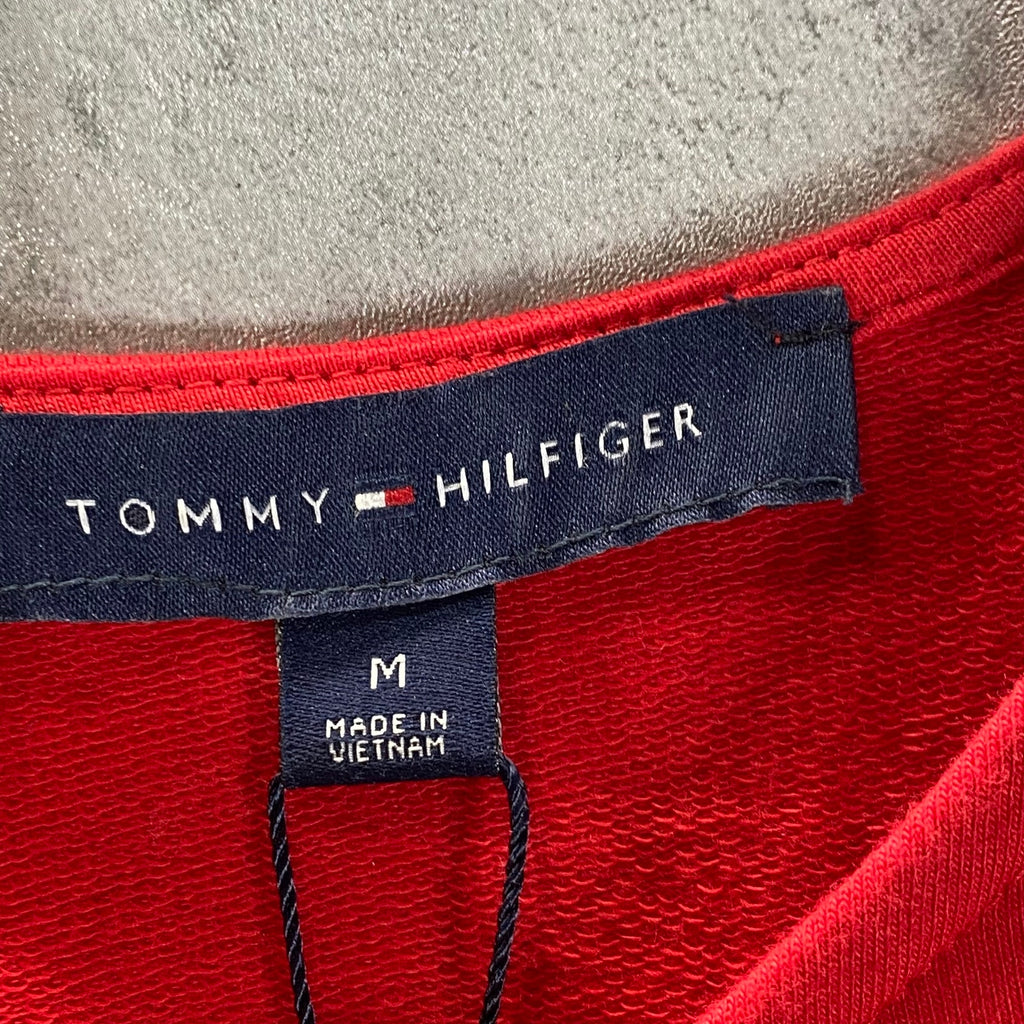 TOMMY HILFIGER Women's Scarlet Striped-Trim Sleeveless Shift Mini Dress SZ M