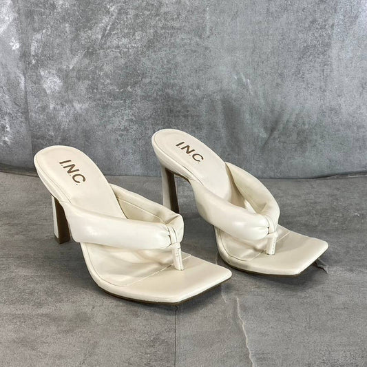 INC INTERNATIONAL CONCEPTS Women's White Smooth Sagee Thong Dress Sandals SZ 5