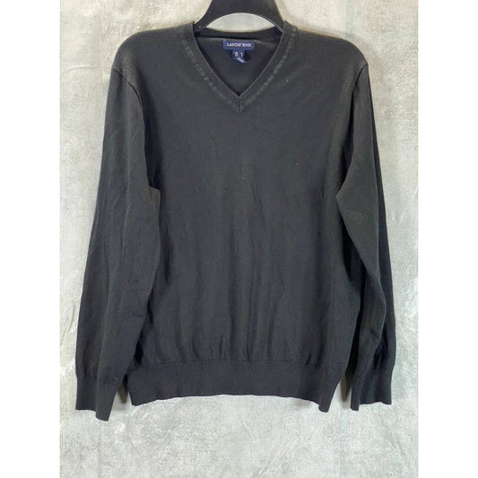 LANDS' END Men's Black V-Neck Pullover Sweater SZ M