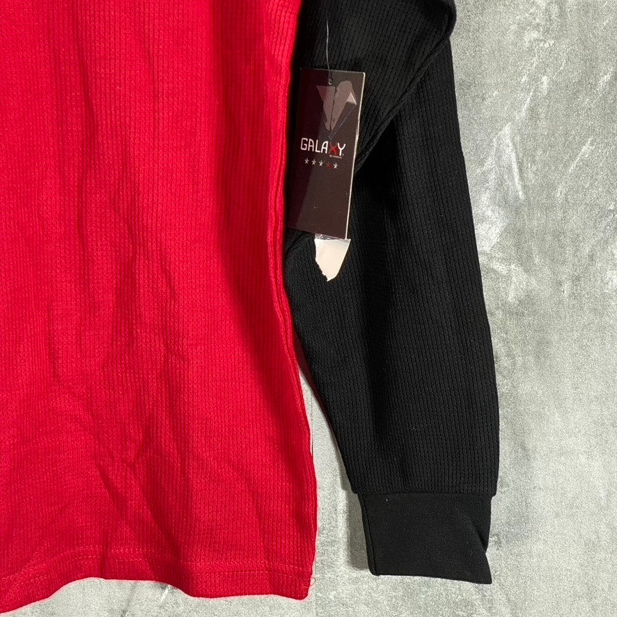 GALAXY BY HARVIC Men's Black/Red Two-Tone Crewneck Raglan Thermal T-Shirt SZ M