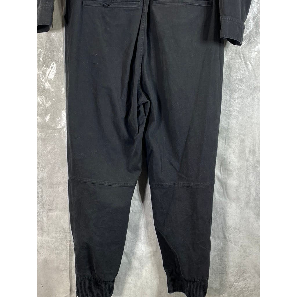 J BRAND Women's Black Solid Arkin Long Sleeve Zipper-Hem Playsuit SZ L