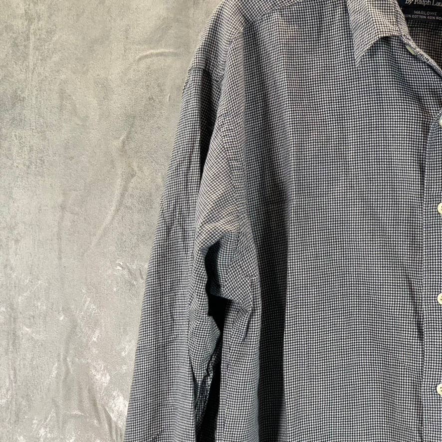 POLO RALPH LAUREN Men's Black Mini Gingham Button-Up Long-Sleeve Shirt SZ L