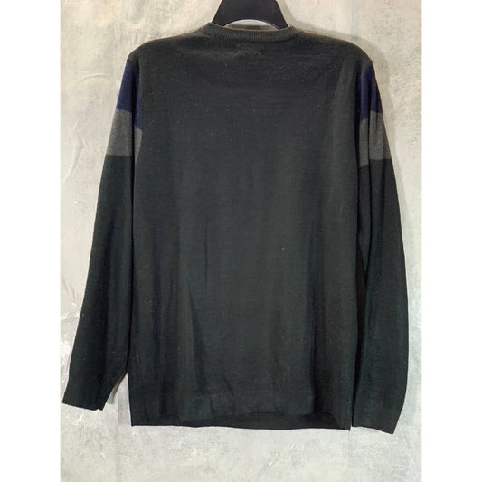 ZARA MAN Men's Black Patch Crewneck Pullover Sweater SZ L