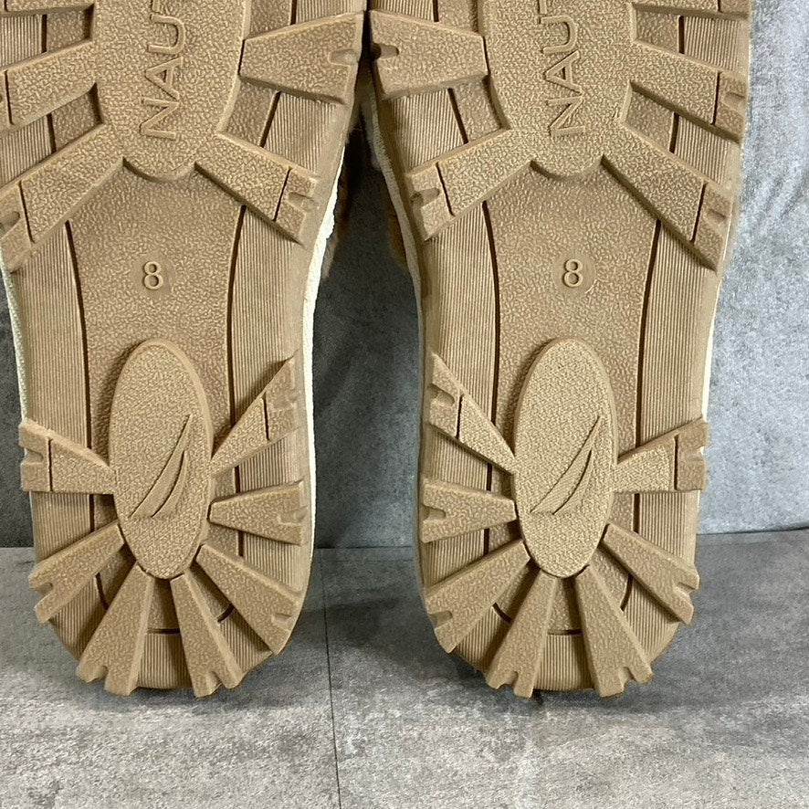 NAUTICA Women's Natural Chyler Faux-Fur Slide Slippers SZ 8