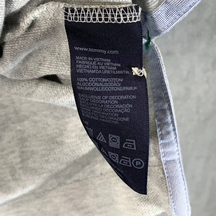 TOMMY HILFIGER Men's Heather Grey Classic-Fit Pique Short-Sleeve Polo Shirt SZ L