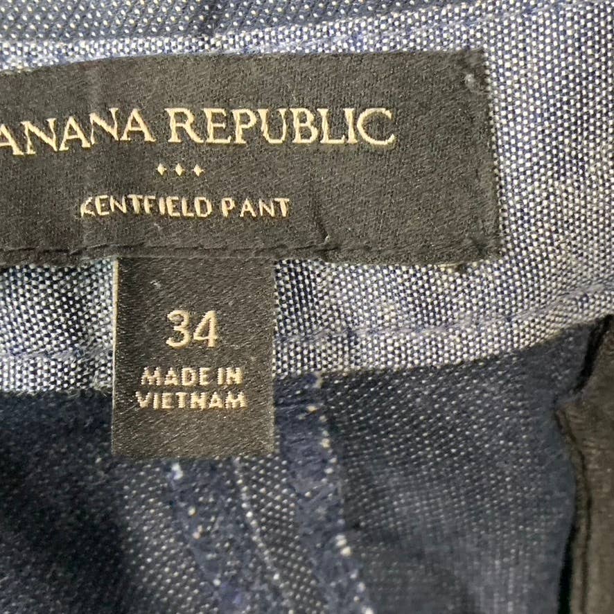 BANANA REPUBLIC Men's Navy Straight-Fit Kentfield Cotton Pants SZ 34