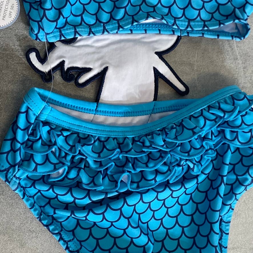 KOALA KIDS Infant Blue Scale Print Mermaid One-Piece Pull-On Swimsuit SZ 9-12M