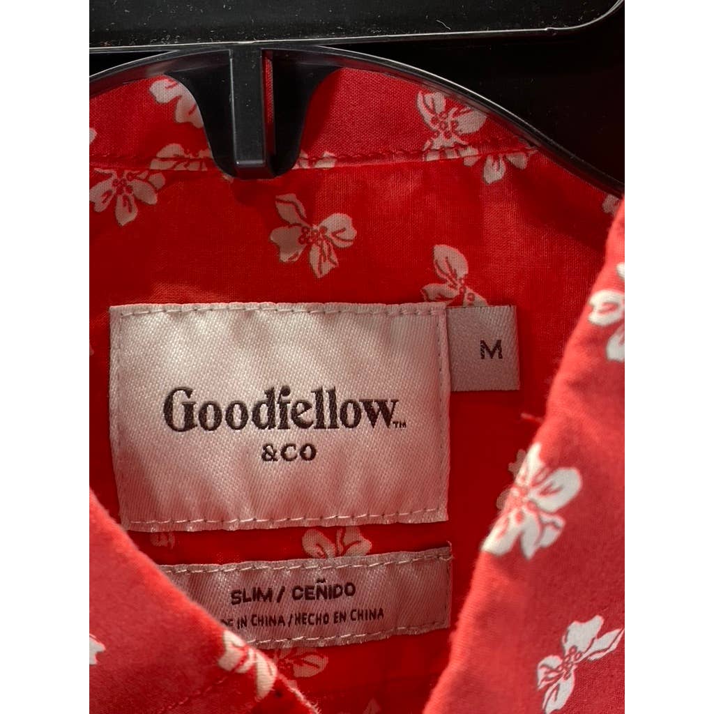 GOODFELLOW & CO Men's Red Floral Slim-Fit Northrip Button-Up Shirt SZ M