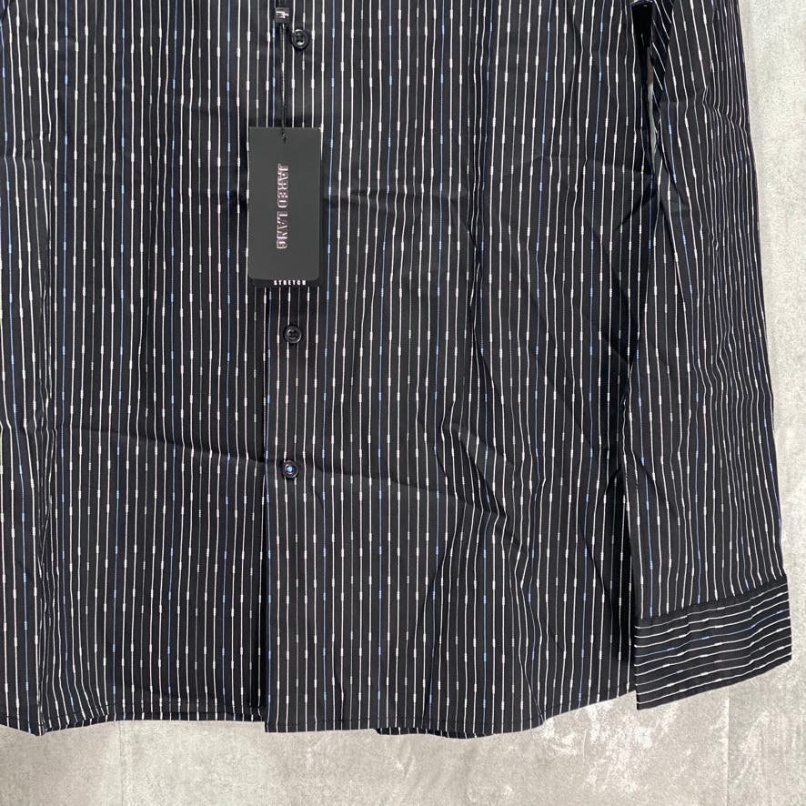 JARED LANG Black Stripe Print Long Sleeve Button-Up Sport Shirt SZ XL