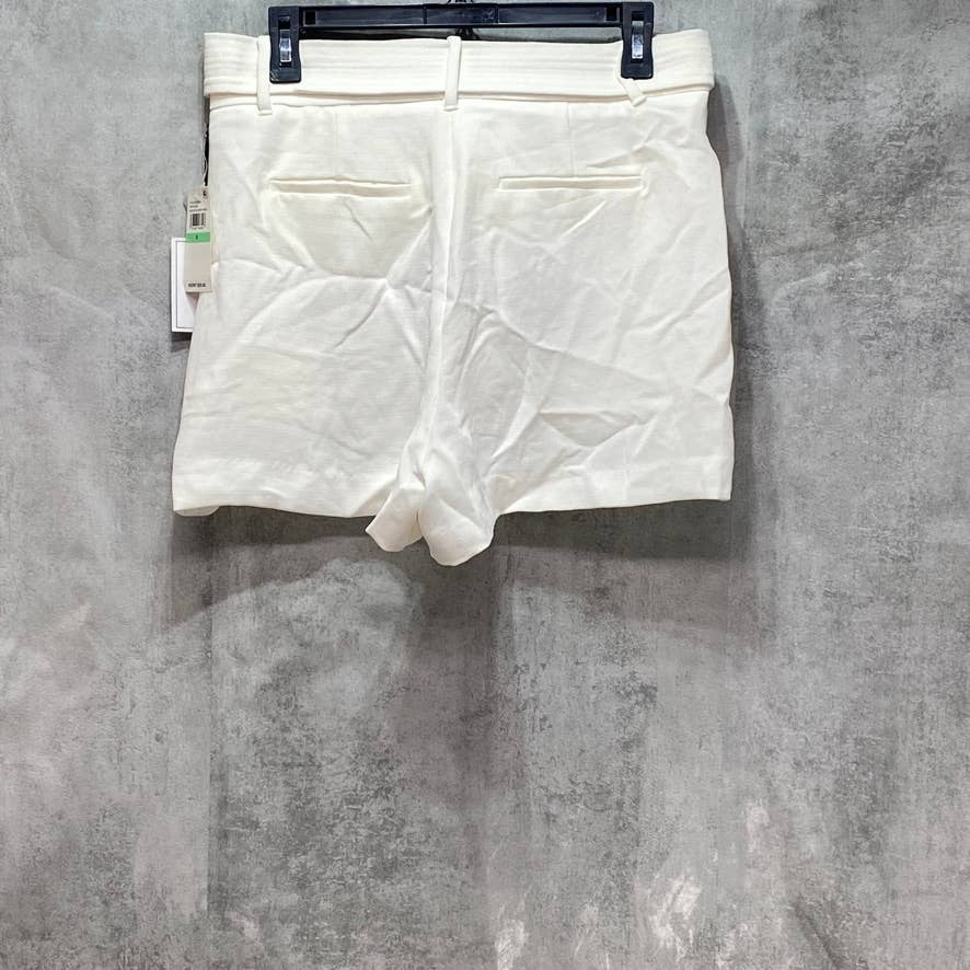 1. STATE The Fleur Ivory Textured Crepe Tie Waist Short SZ 8