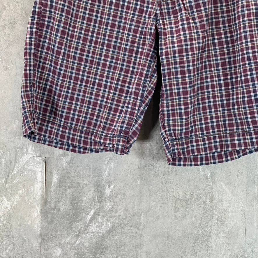 AMERICAN EAGLE Outfitters Men's Red/Navy Gingham Classic Length Shorts SZ 28