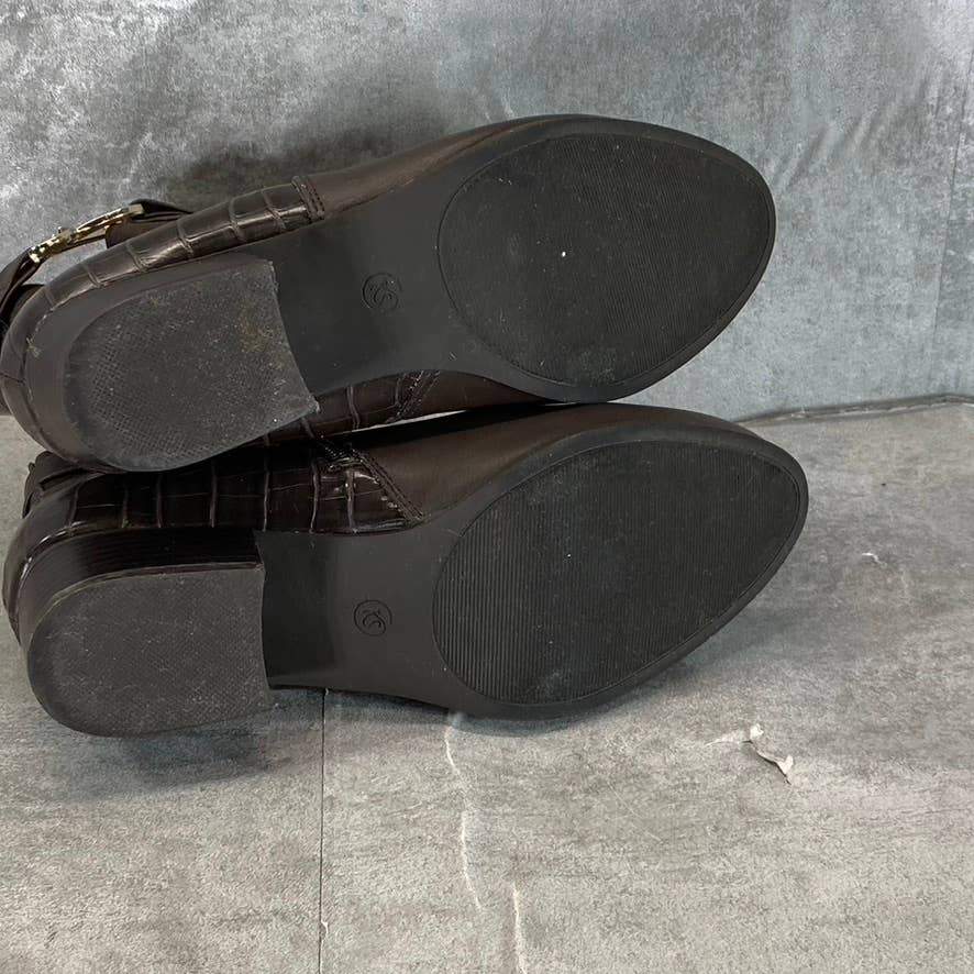 KAREN SCOTT Women's Dark Brown Nadine Almond-Toe Side-Zip Ankle Boots SZ 7