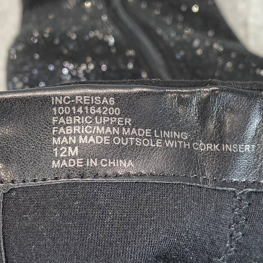 INC INTERNATIONAL Women's Black Bling Reisa Pointed-Toe Stiletto Booties SZ 12