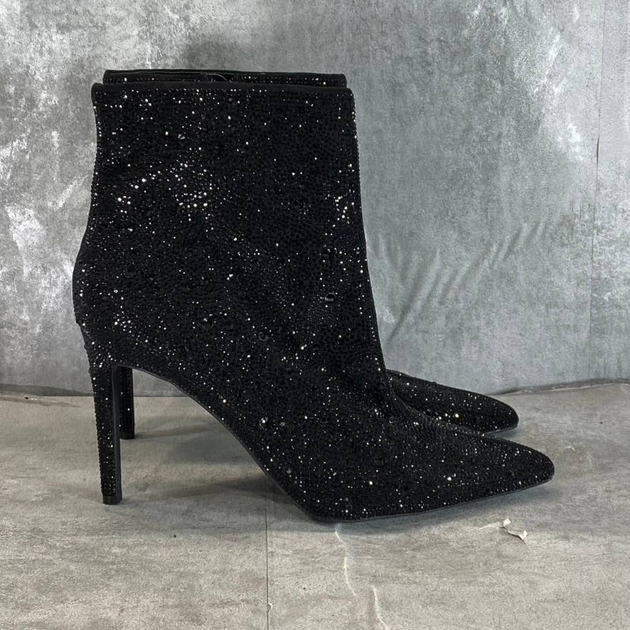 INC INTERNATIONAL Women's Black Bling Reisa Pointed-Toe Stiletto Booties SZ 12