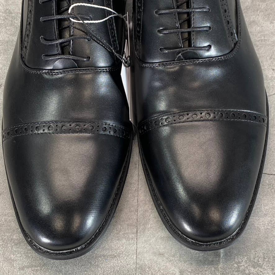 ASTON MARC Men's Black Faux-Leather Tempo Cap-Toe Lace-Up Dress Shoes SZ 9.5