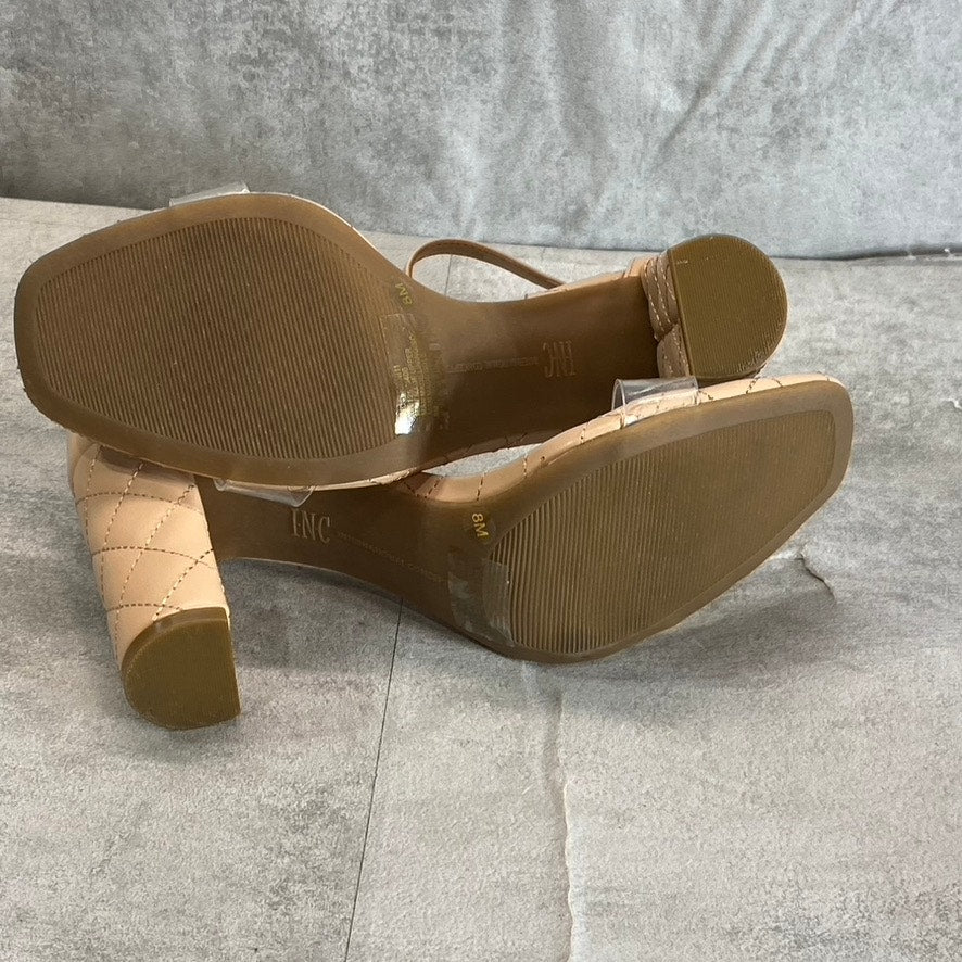 INC INTERNATIONAL CONCEPTS Women’s Nude Quilted Lexini Two-Piece Block-Heel Sandals SZ8