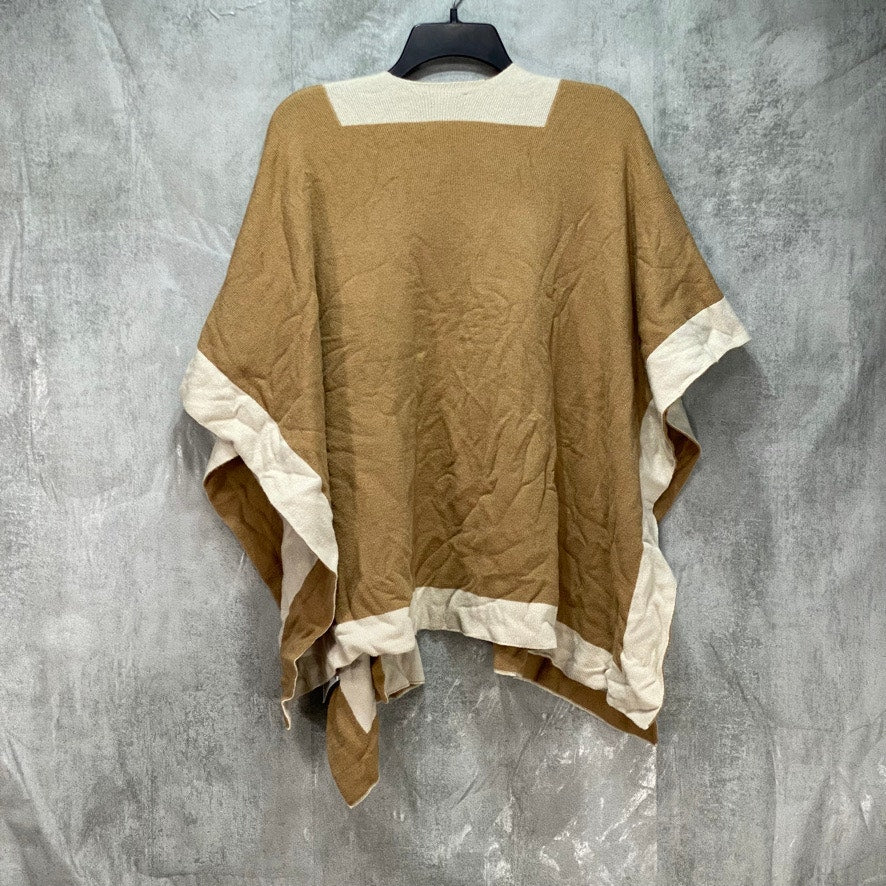 CHARTER CLUB Solid Tan Knit Reversible Poncho OS