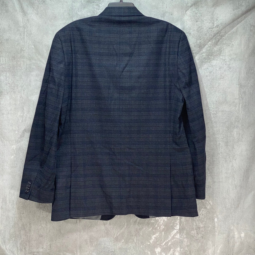 MICHAEL KORS Navy Modern Fit Plaid Pattern Sport Coat SZ 44L