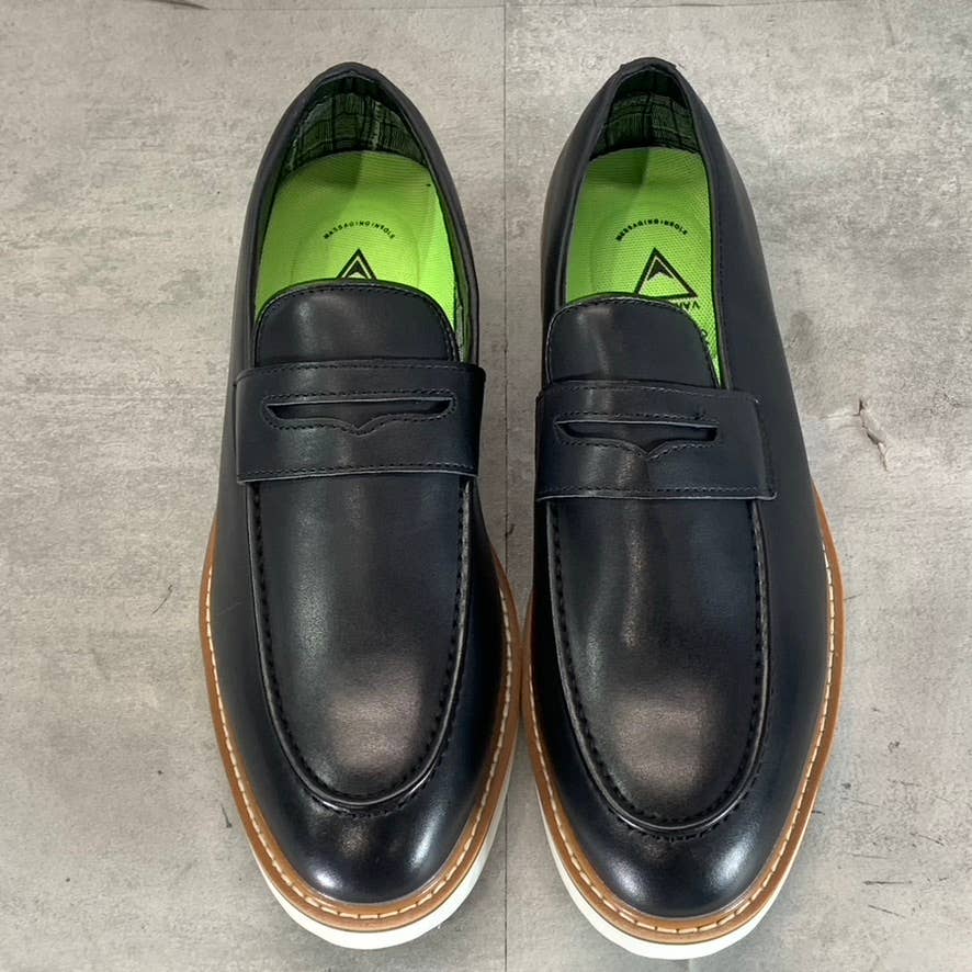 VANCE CO. Men's Black Faux-Leather Albert Slip-On Penny Loafers SZ 9