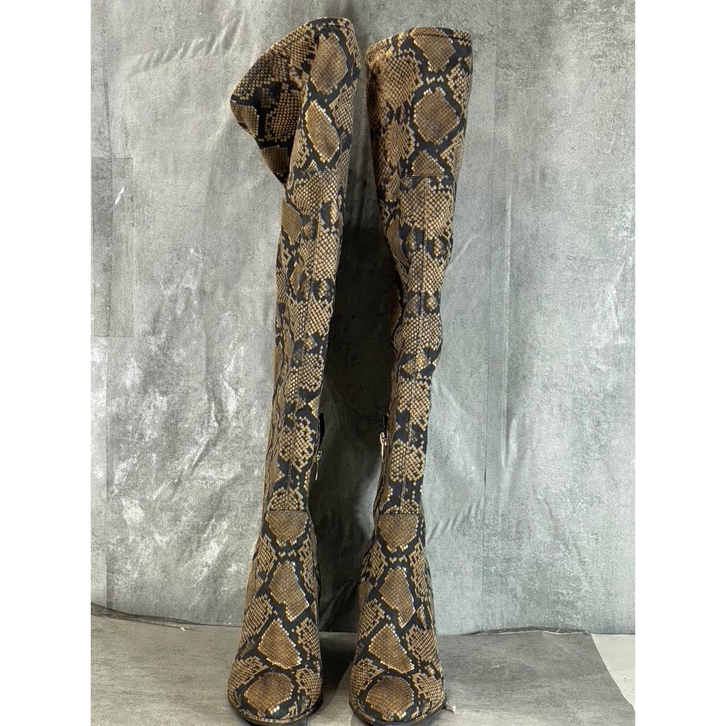 MARC FISHER Women's Snake Multi Luley Almond-Toe Over-The-Knee Boots SZ 10