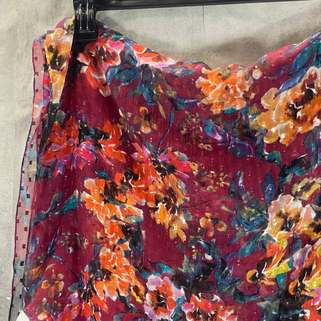 GIANI BERNINI Women's Wine Watercolor Floral Printed Wrap SZ OS