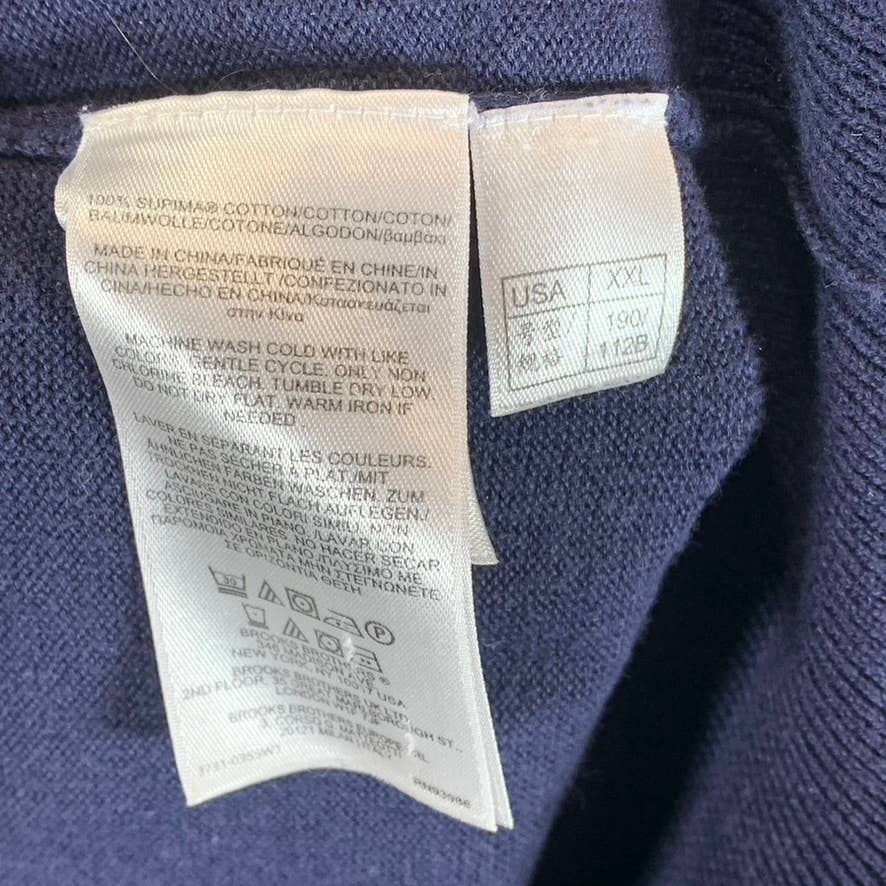 BROOKS BROTHERS Men's Navy V-Neck Supima Cotton Pullover Sweater SZ 2XL