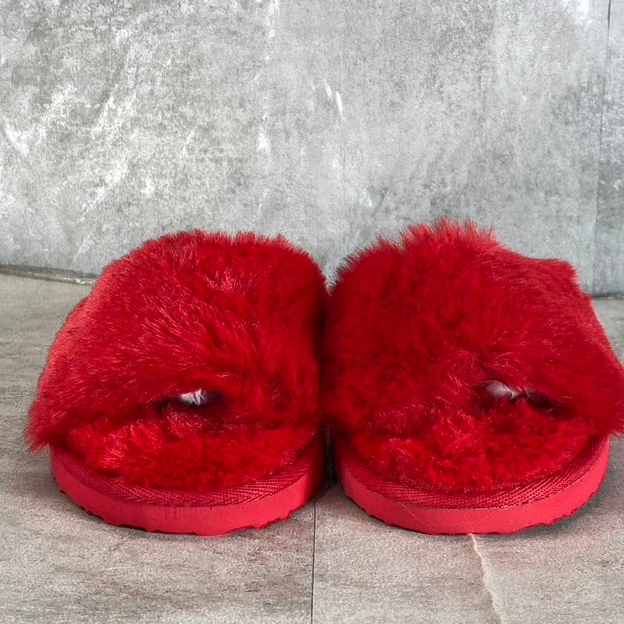 INC INTERNATIONAL CONCEPTS Women's Red Faux-Fur Yuri Slide Slippers SZ 7