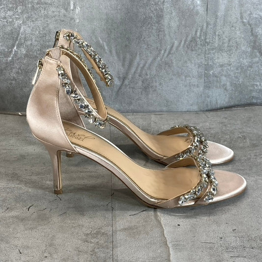 JEWEL BADGLEY MISCHKA Women's Champagne Caroline Ankle-Strap Evening Sandal SZ10