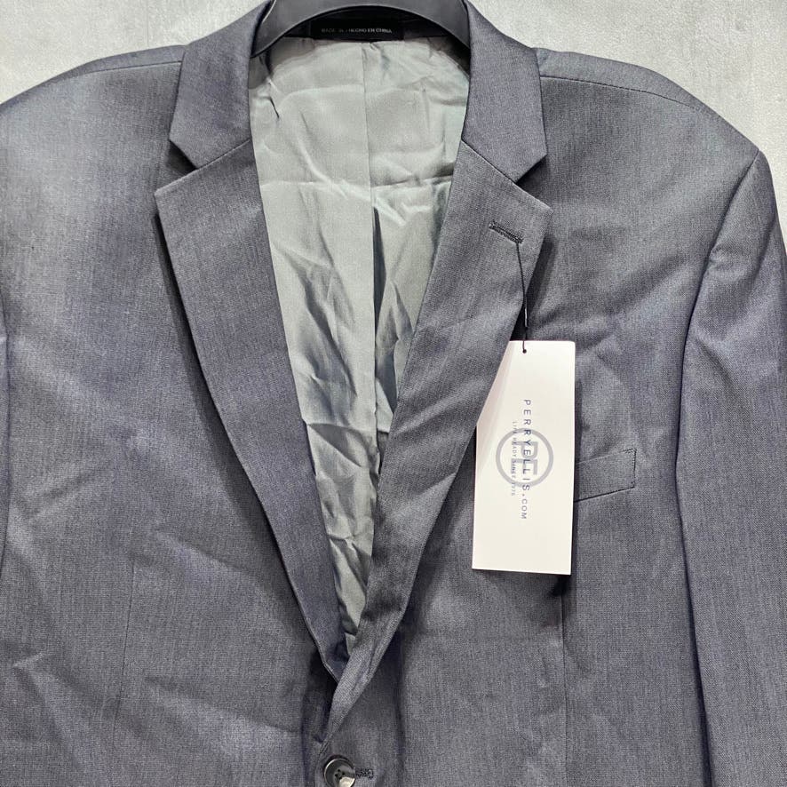 PERRY ELLIS PORTFOLIO Solid Grey Slim-Fit Regular Stretch Wrinkle Resistant Two-Button Suit Jacket SZ 50R