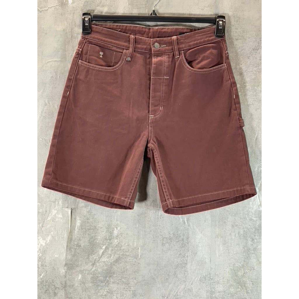 THRILLS Men's Maroon Slacker Mid-Rise Denim Bermuda Shorts SZ 30