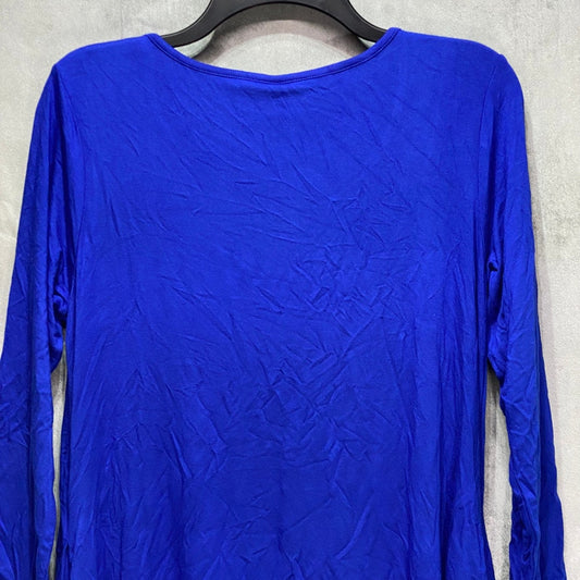 WHITE MARK Blue 3/4 Sleeve Scoop Neck Swing Top With Pockets SZ M