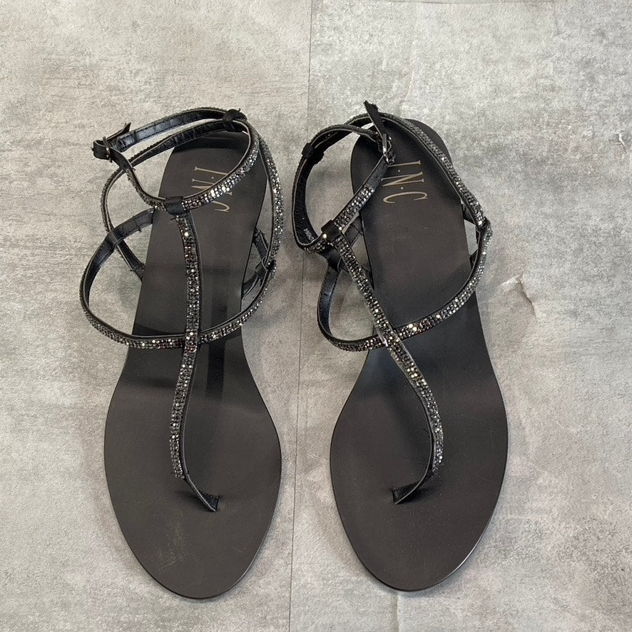 INC INTERNATIONAL CONCEPTS Bling Madge Strappy Almond-Toe Wedge Sandals SZ 10