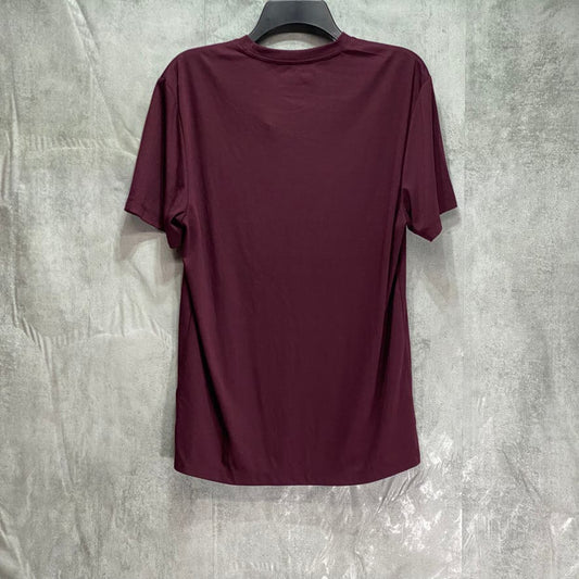 ALFANI Wine Solid Regular-Fit Crewneck Short Sleeve T-Shirt SZ S