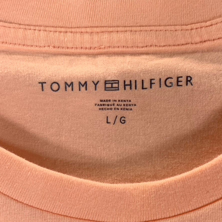 TOMMY HILFIGER Men's Peach Crewneck Flag Logo Short Sleeve T-Shirt SZ L