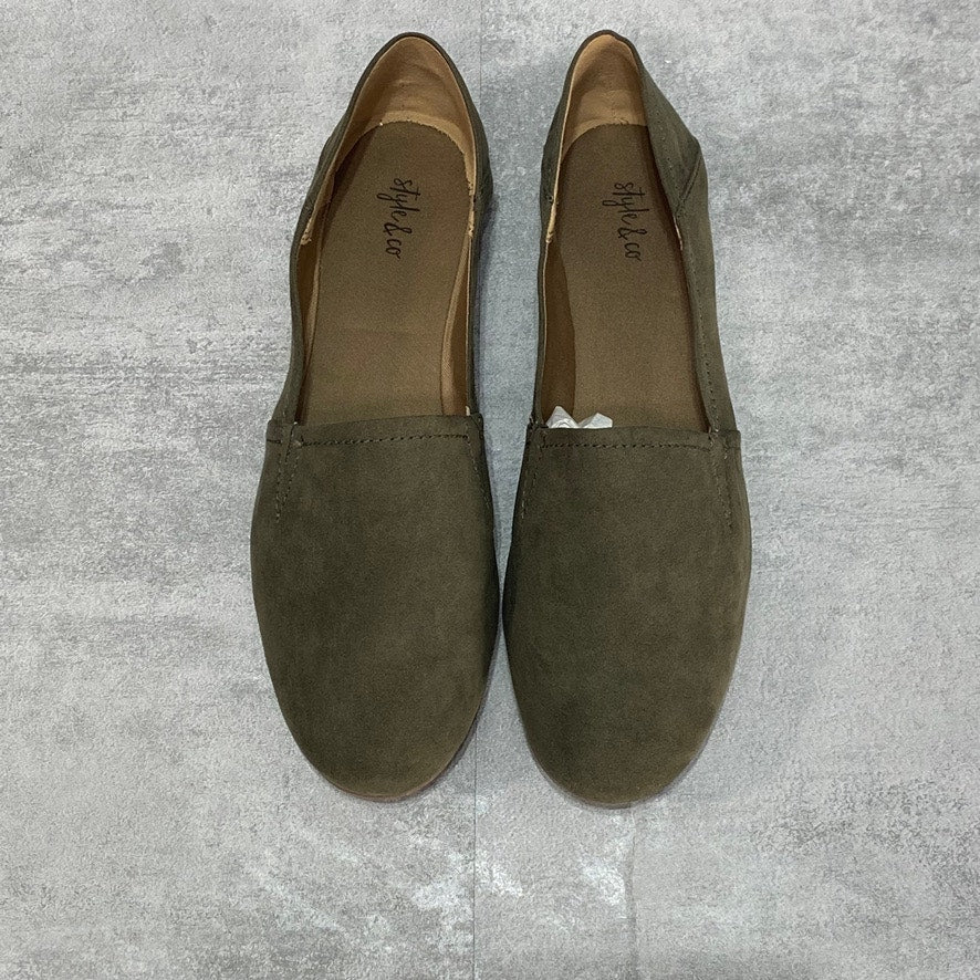 STYLE & CO.Women's Peat Green Nixine Round-Toe Slip-On Flats SZ 10