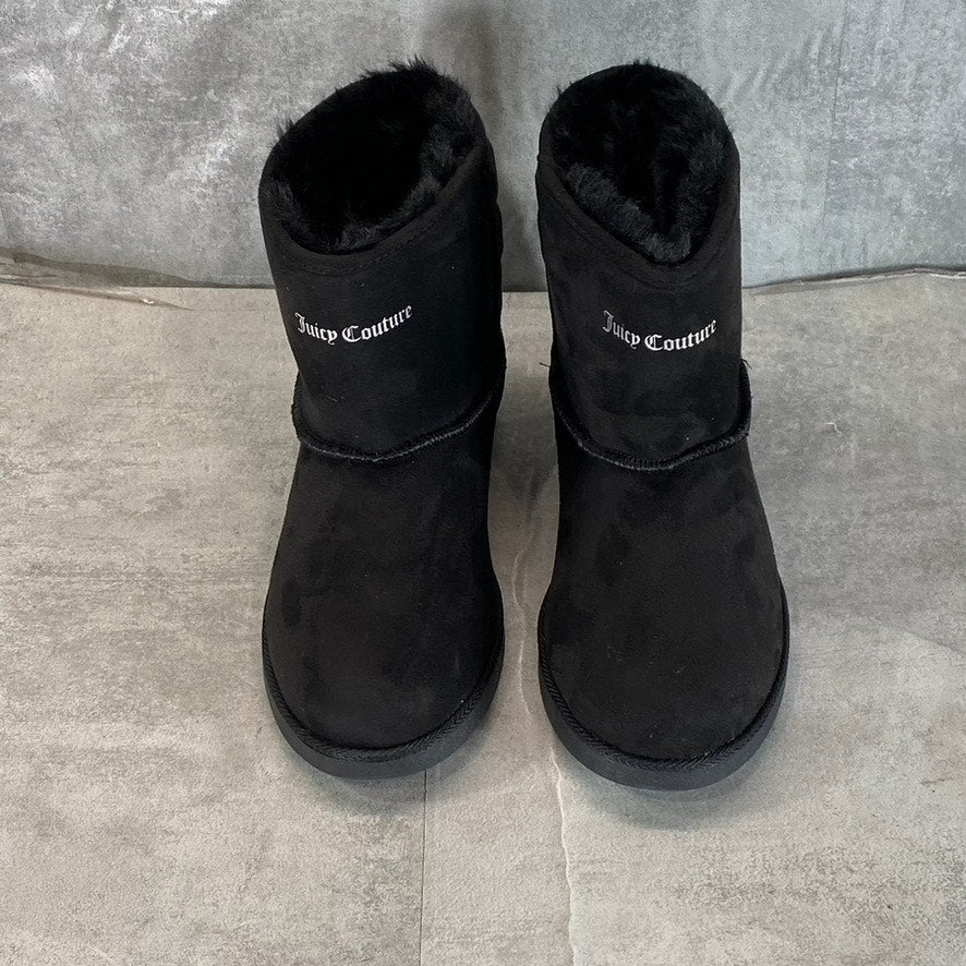 JUICY COUTURE Women's Black Micro Studded Kayte Faux-Fur Pull-On Short Boot SZ10