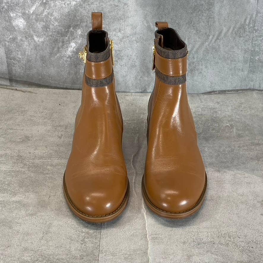 MICHAEL MICHAEL KORS Women's Cognac Leather Padma Strapped Block-Heel Boots SZ6