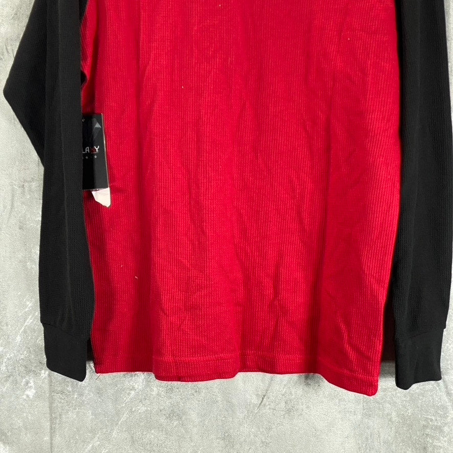 GALAXY BY HARVIC Men's Black/Red Two-Tone Crewneck Raglan Thermal T-Shirt SZ M