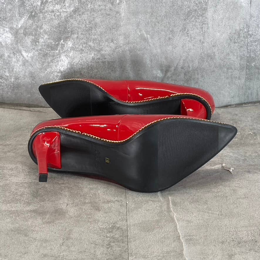 BAR III Women's Red Patent Binsa Ball-Chain Trim Pointed-Toe Pumps SZ 8.5