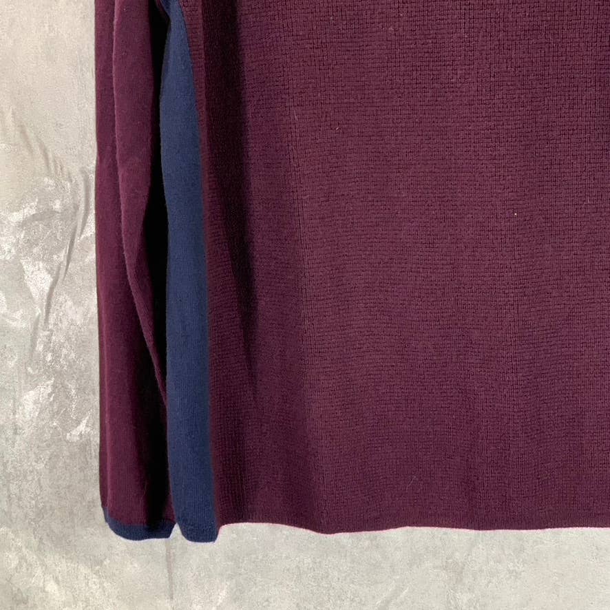 ZACHARY PRELL Men's Navy/Burgundy V-Neck Wool Pullover Sweater SZ 2XL