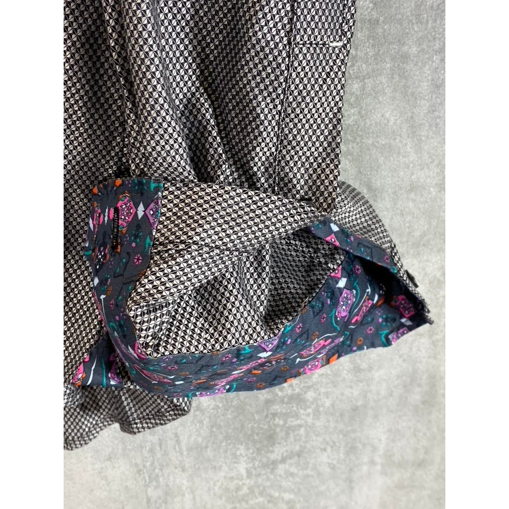 ROBERT GRAHAM Men's Black Printed Button-Up Long Sleeve Shirt SZ 16