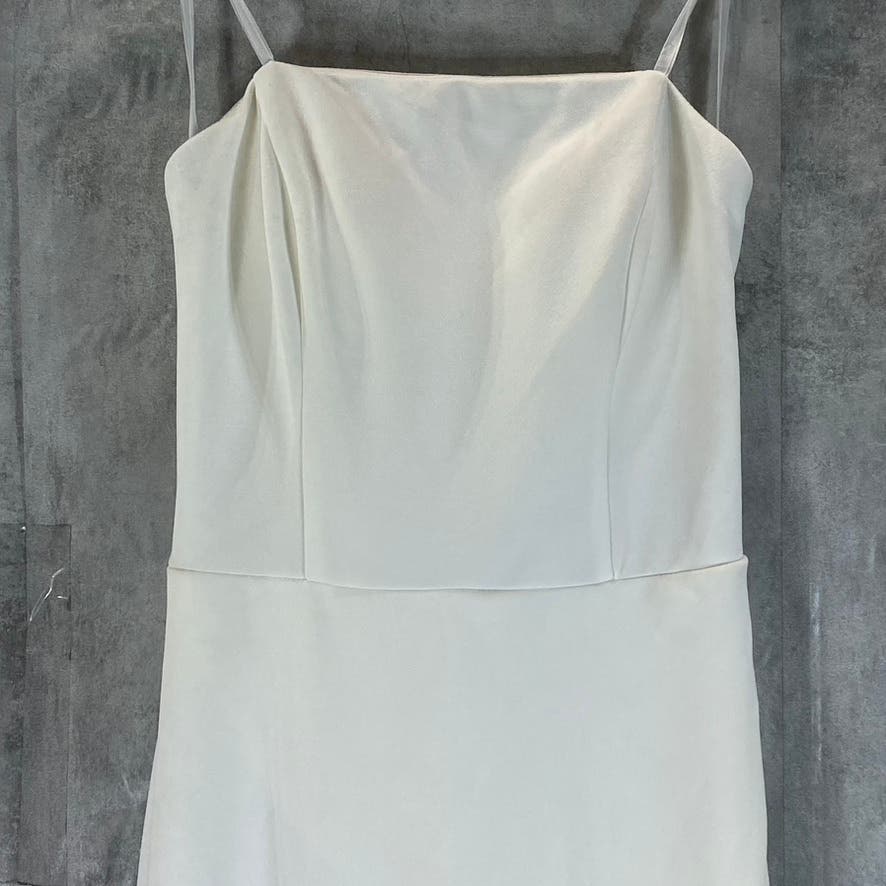 AQUA FORMAL Women's Ivory Strappy-Back Strapless Maxi Dress SZ 10