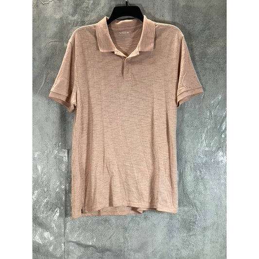 VINCE. Men's Peach Classic Slub Short-Sleeve Polo Shirt SZ M