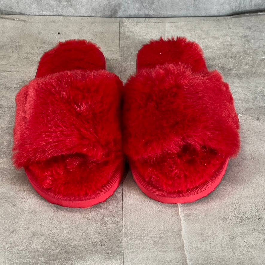 INC INTERNATIONAL CONCEPTS Women's Red Faux-Fur Yuri Slide Slippers SZ 7