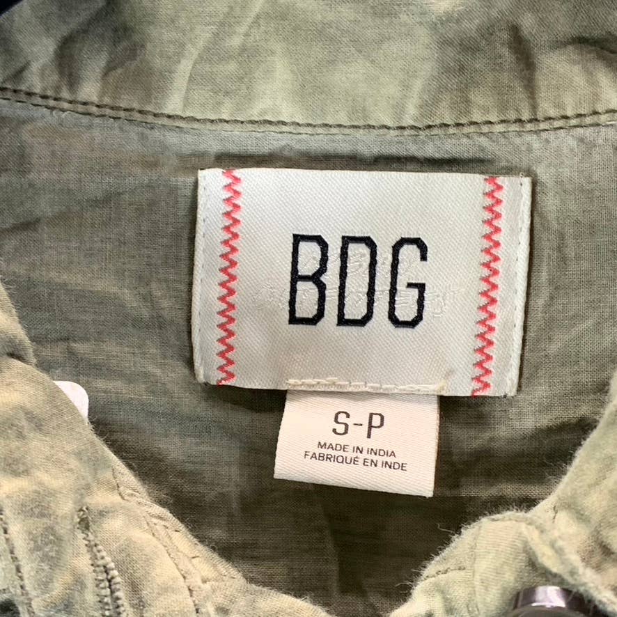 BDG URBAN OUTFITTERS Women's Olive Dye Cotton Button-Up Long-Sleeve Shirt SZ S