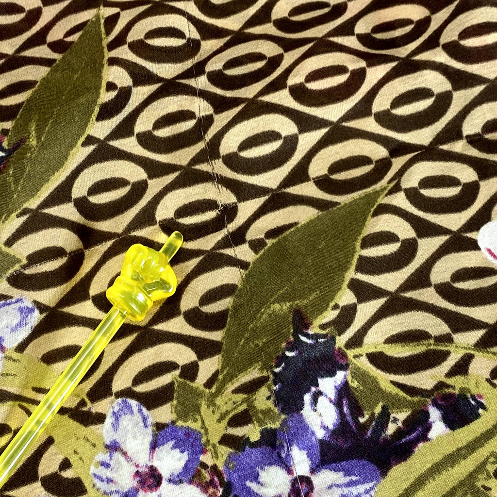 GIANI BERNINI Women's Brown Floral-Print Square Loop Scarf SZ OS