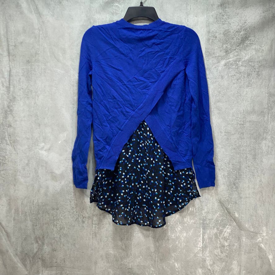 MAISON JULES Blue Envelope-Back Crewneck Sweater SZ XS