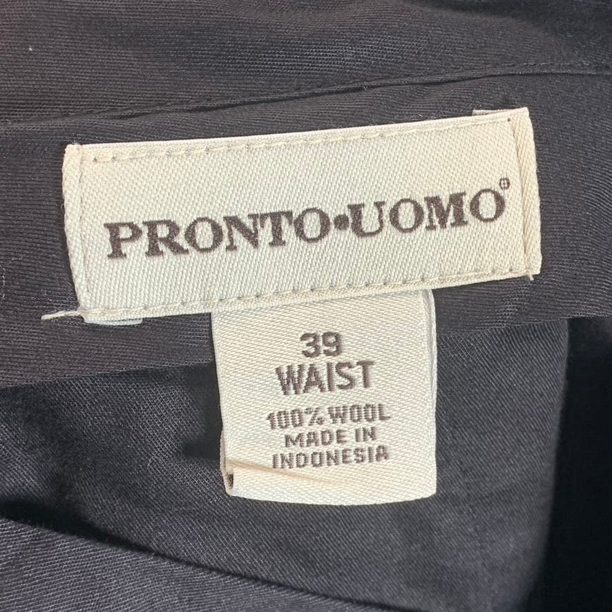 PRONTO UOMO Men's Charcoal Pinstripe Wool Pleated Dress Pants SZ 39X30