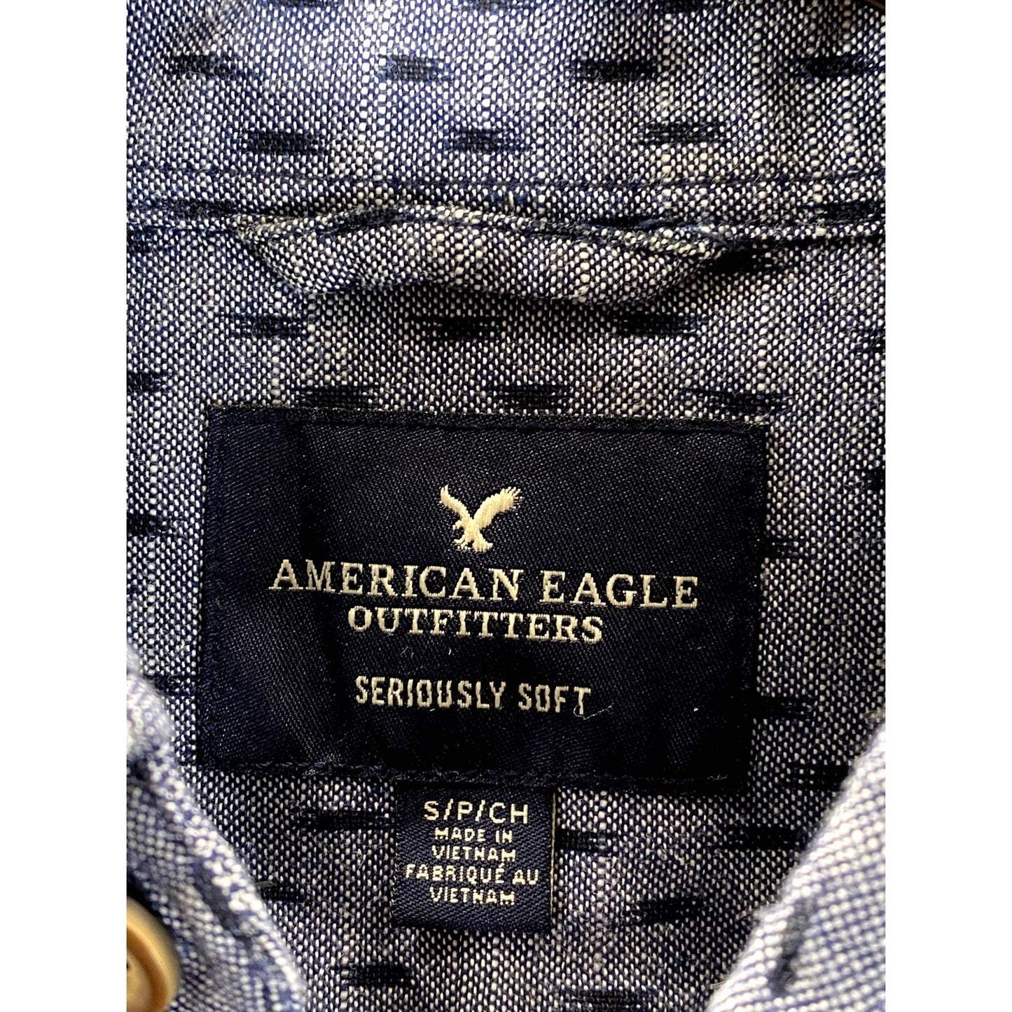 AMERICAN EAGLE OUTFITTERS Men's Blue Printed Ombre Seriously Soft Shirt SZ S